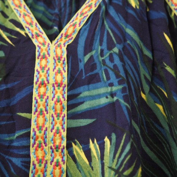 America & Beyond Tropical Palm Leaf Sleeveless Double Slit Beach Dress sz xs - Picture 7 of 10